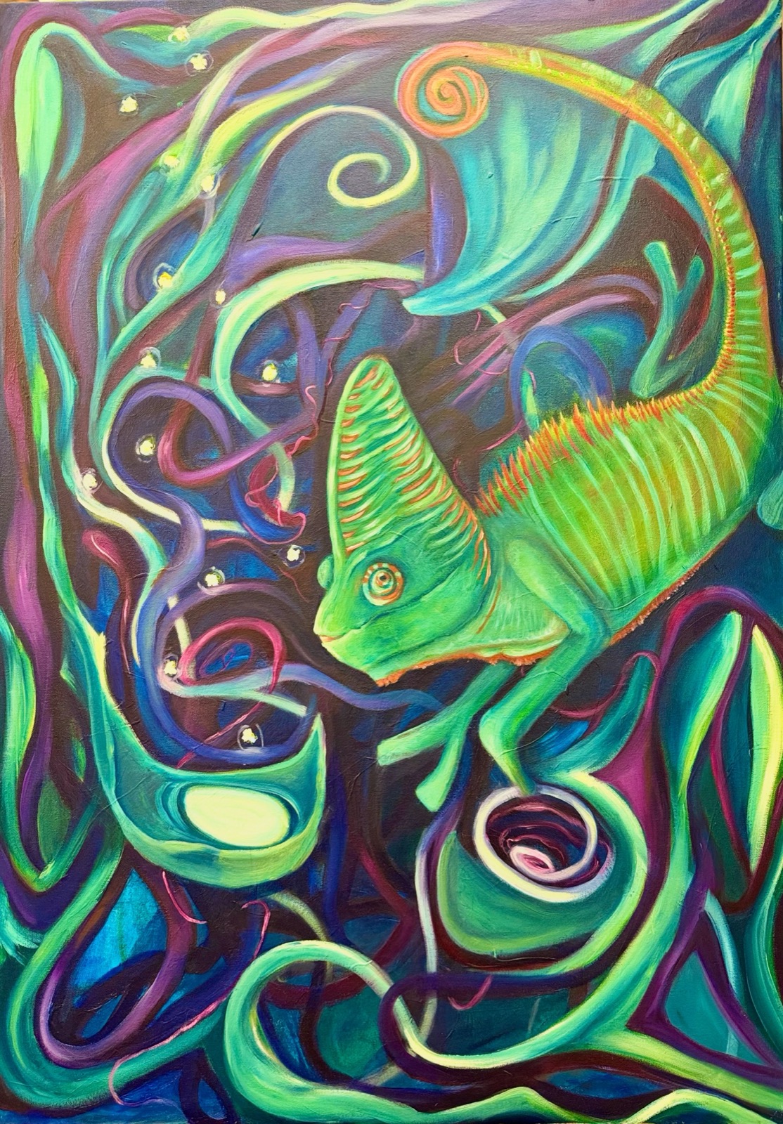 Chama — oil on canvas by Bailey Alysse Visual Artist and Muralist, work in progress