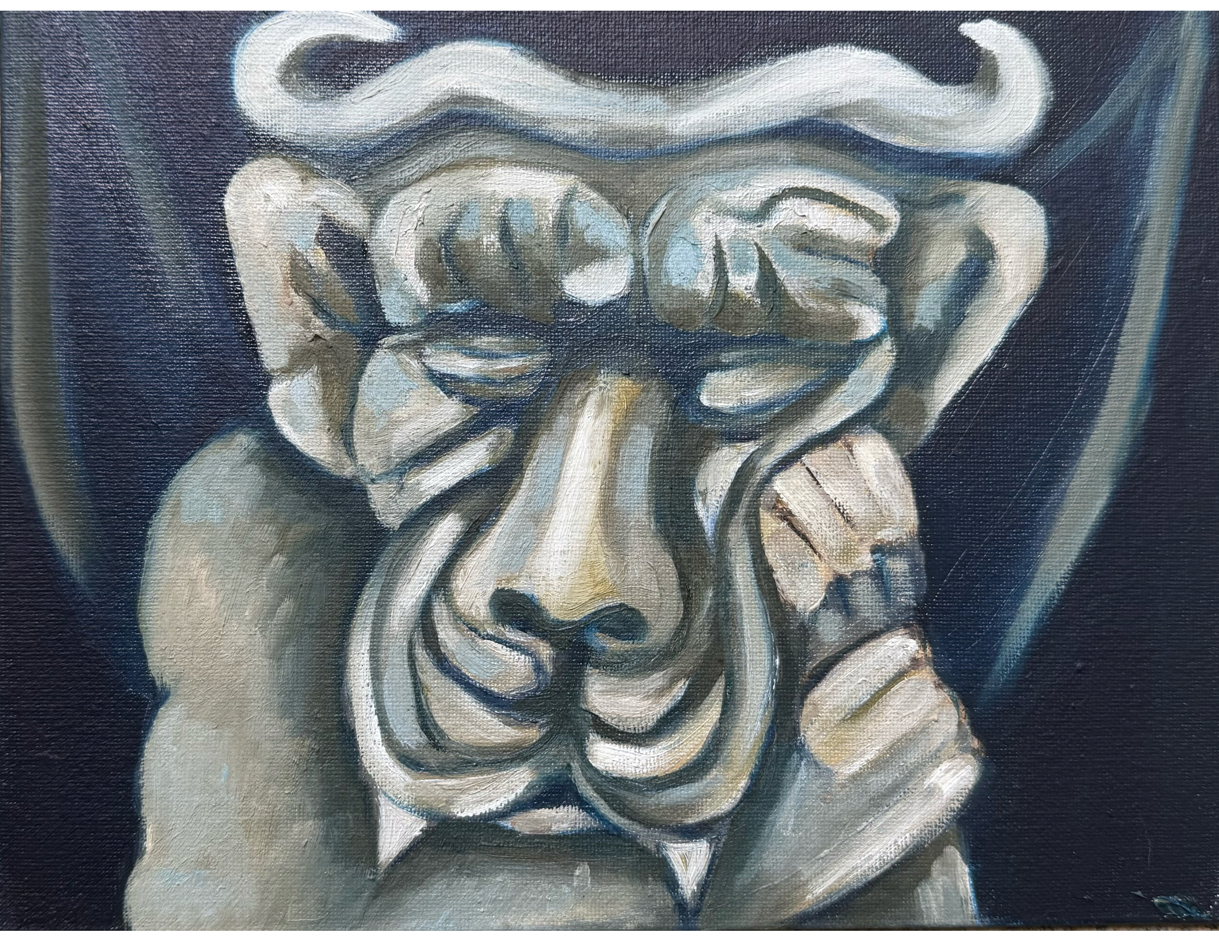 Guardian Sleeps — oil on canvas board by Bailey Alysse Visual Artist and Muralist, small-format figurative painting